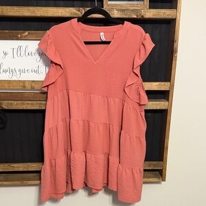 Zenana Outfitters Coral Ruffle Tunic